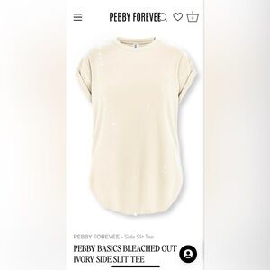 Pebby Forevee Bleached Distressed Cream Women’s Small Slit Side T-Shirt